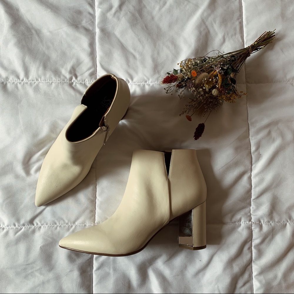 Franco Sarto Cream Cutout Booties